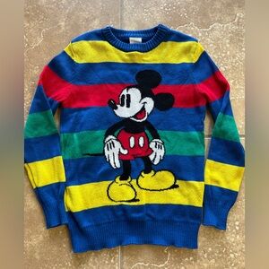 Disney Kid’s Retro Striped Brightly Colored Mickey Mouse Sweater - Small